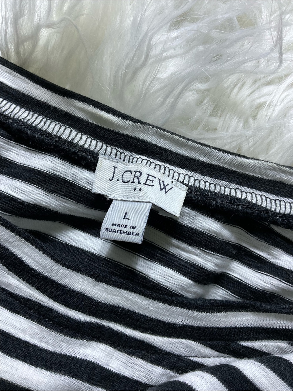 J. CREW Short Sleeve Striped Tie Waist T-Shirt Dress Black White - Picture 3 of 5